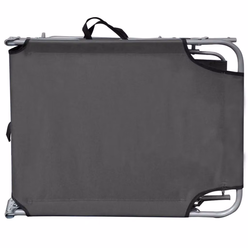 Berkfield Home Folding Sun Lounger with Canopy in Grey Powder Coated Aluminium and Textilene Fabric – 2