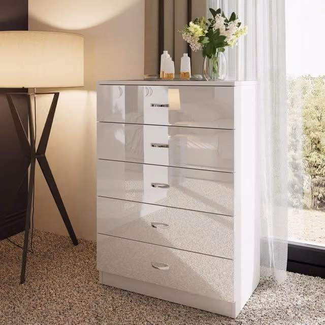 FWStyle Chilton Gloss White Chest of Drawers