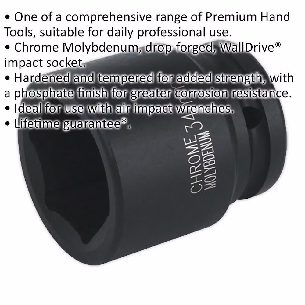 Loops 34mm Forged Chromoly Impact Socket with 3/4 Inch Square Drive – 2
