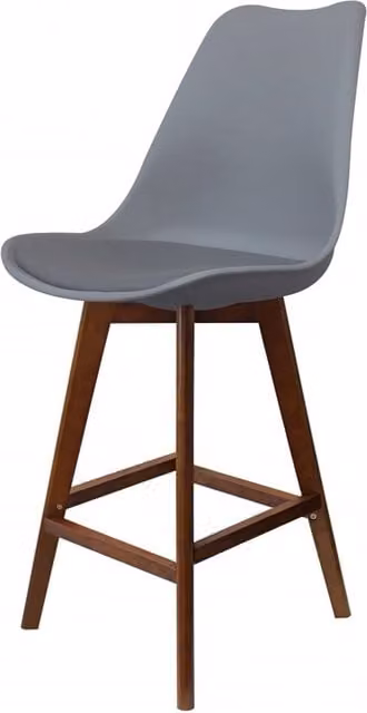 Fusion Living Modern Grey Bar Stool with Wood Legs