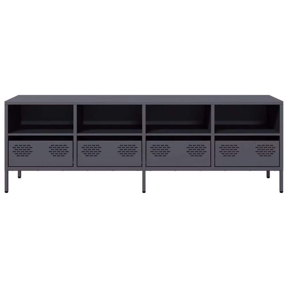 Berkfield Home Anthracite TV Cabinet in Dark Grey Matt Metal, W/D/H: 135 x 39 x 43.5 cm – 4