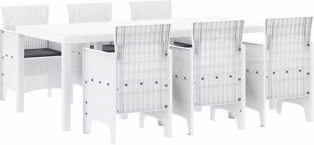 Berkfield Home 7 Piece White Poly Rattan Garden Dining Set with Cushions – 1