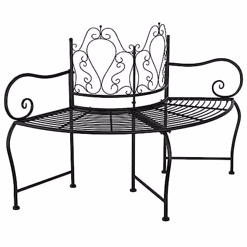 vidaXL Black Steel Tree Bench with 150 cm Diameter – 1