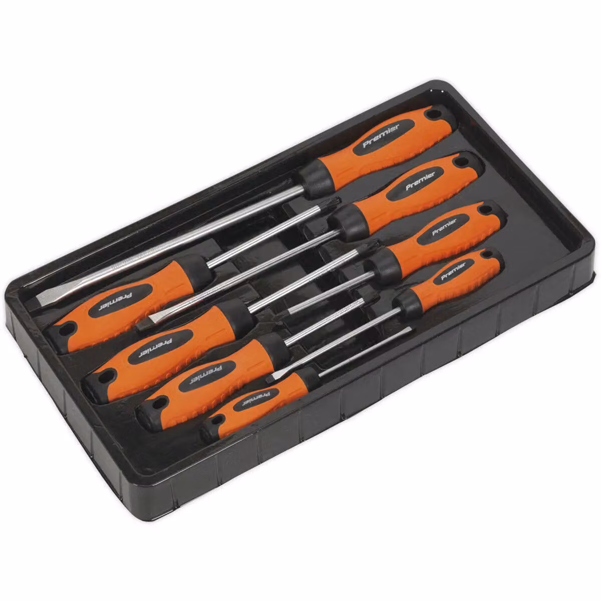 Loops 8 Pack Hi-Vis Orange Premium Screwdriver Set with Slotted, Phillips and POZI Drivers – 3