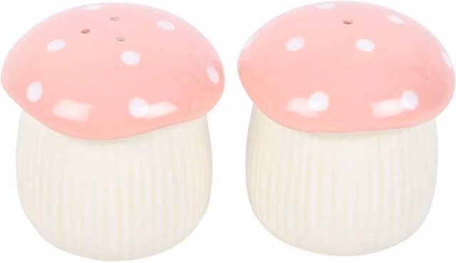 KDMK Pink Mushroom Ceramic Salt and Pepper Shakers