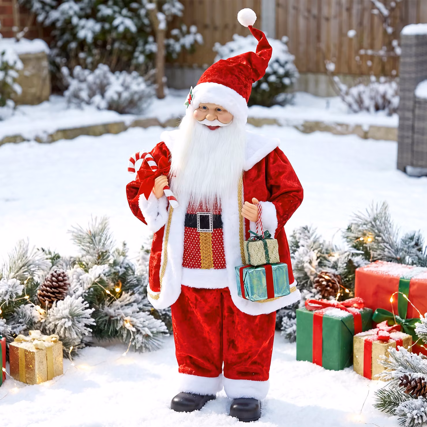 HOMCOM 120cm Life Size Singing and Dancing Animated Santa Claus Decoration in Red with Posable Arms and Sound Touch Activation – 8