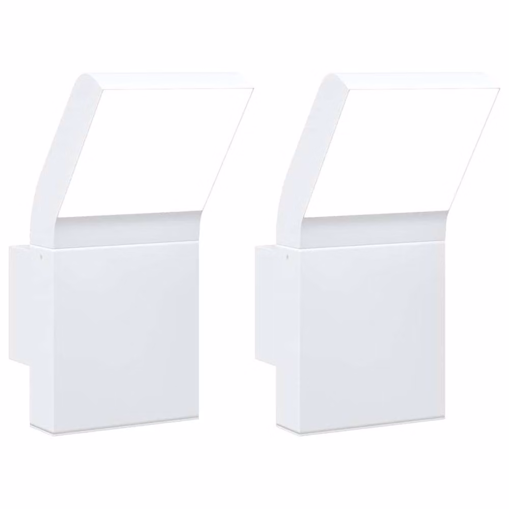Berkfield Home Set of 2 White Modern LED Outdoor Wall Lights in Die-cast Aluminium – 2