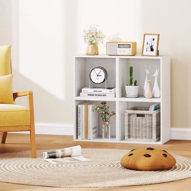 KORVIXA 4-Piece DIY Modular Cube Storage Organiser in White – 1