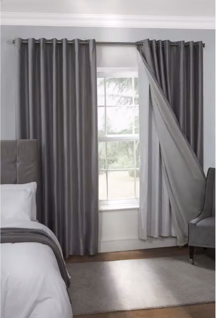 NewEdgeBlinds White Eyelet Blackout Curtain Lining, Width: 221 cm