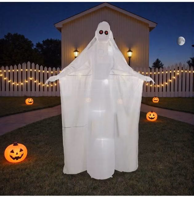H&O Direct White Inflatable Ghost with Red Eyes for Halloween, Height: 240 cm – 1