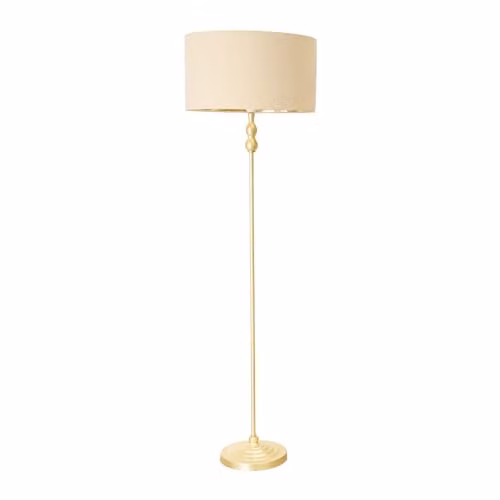 ValueLights Maggie Gold Metal Candlestick Floor Lamp with Beige Fabric Cylinder Shade