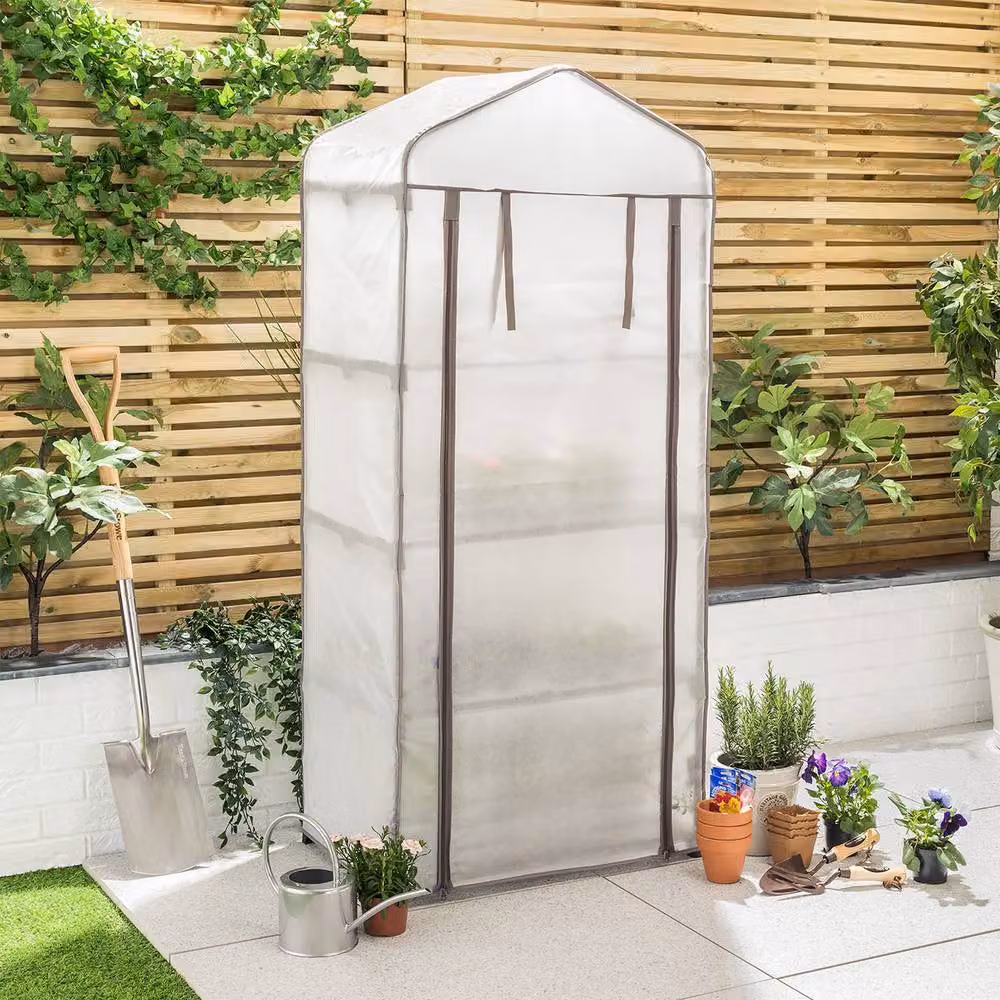 Christow Transparent PVC Mini Greenhouse Fleece Cover, 4 Tier Growing Aid, W: 49.0 cm, D: 69.0 cm, H: 158.0 cm – 2