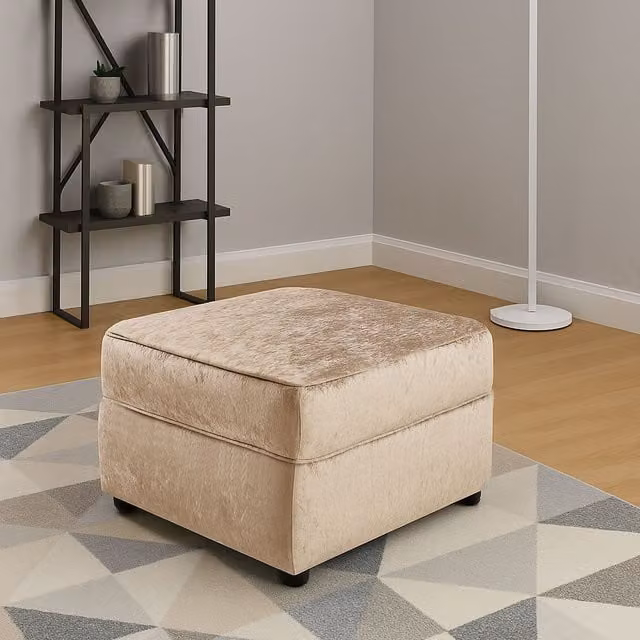 Furnishings For Less UK Chelsea Soft Crushed Velvet Fabric Footstool in Camel, W/D/H: 42 x 42 x 55 cm – 1