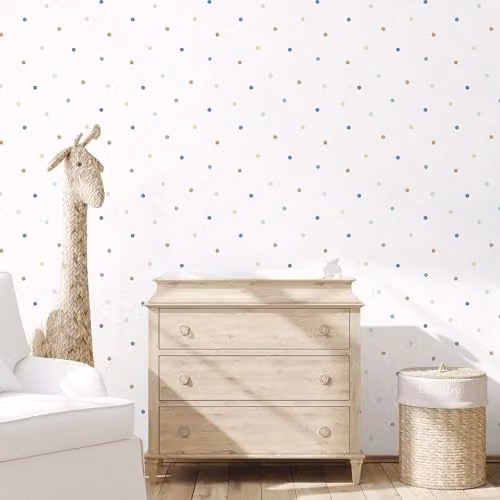 Galerie Tiny Tots 2 Dots Blue and Beige Abstract Dotted Wallpaper for Children's Rooms