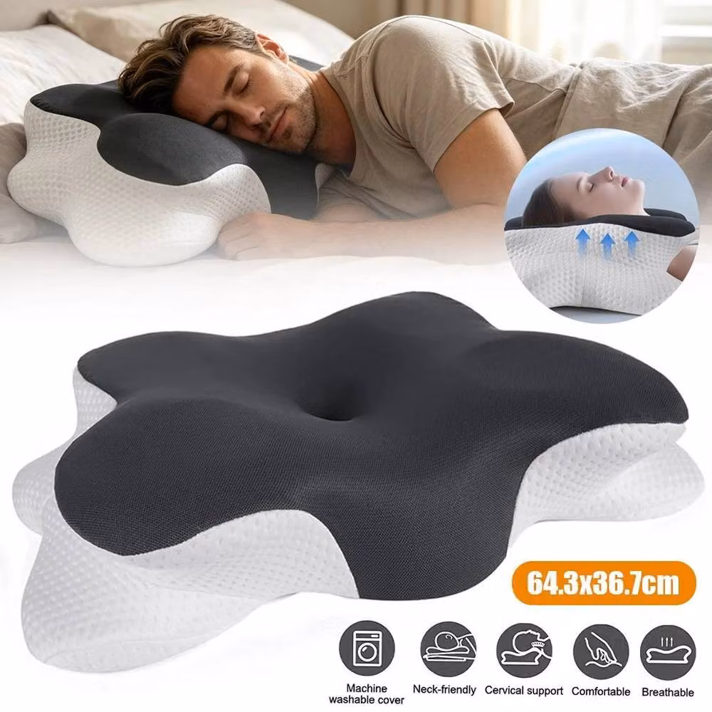 PAWNORA Memory Foam Neck Pain Relief Pillow in Grey, W: 120 cm, D: 135 cm – 4