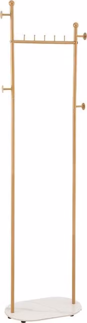 Livingandhome Gold Metal Scandinavian Dual Hook and Rail Clothes Rack