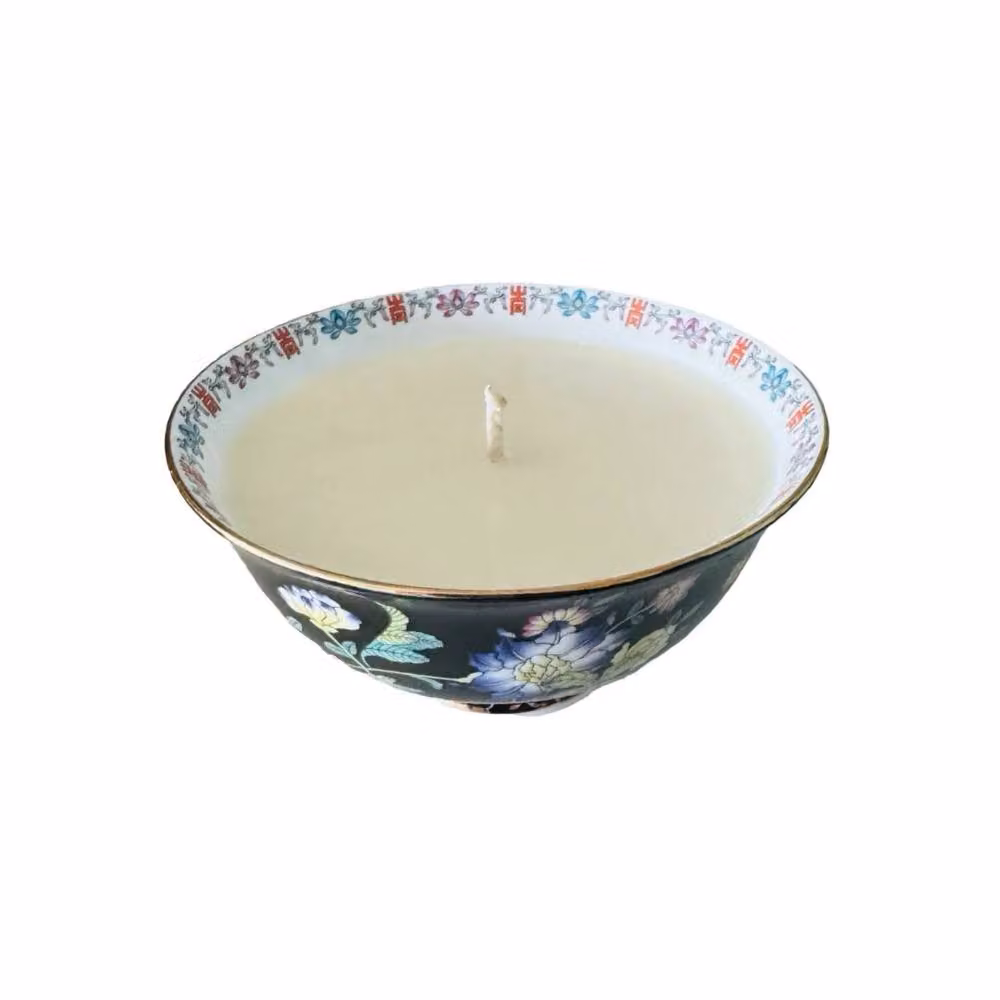 Candle Up Black Multicolour Floral Ceramic Bowl Candle – 2
