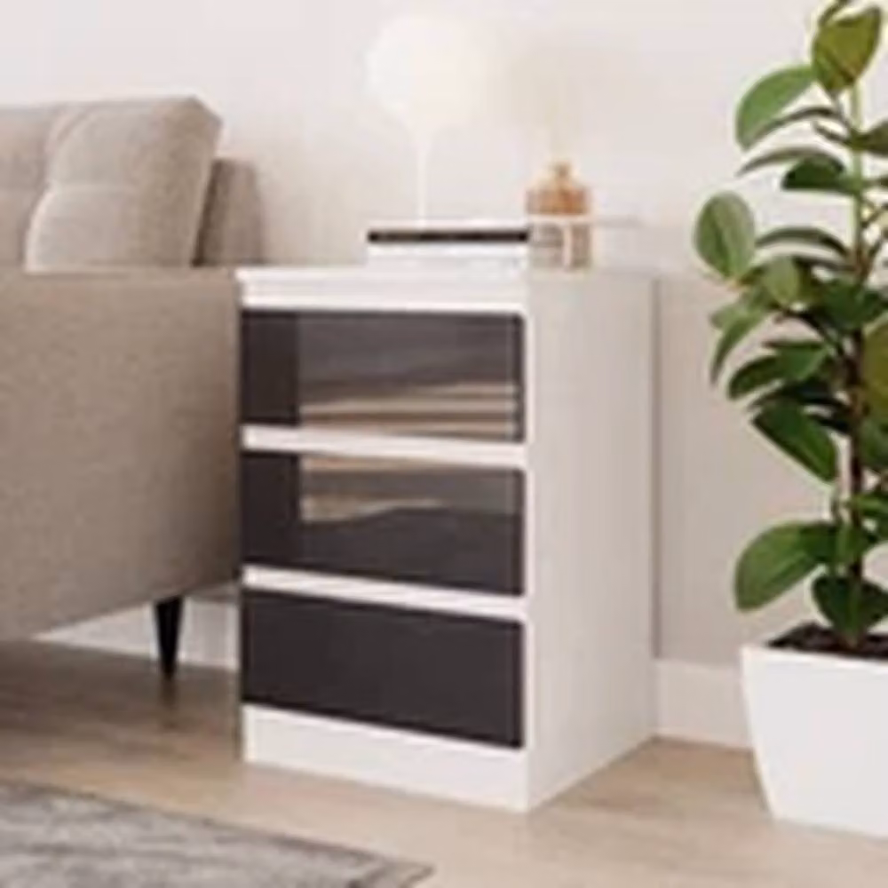 Havendro Modern 3 Drawer Wooden Bedroom Chest Cabinet in White and Black, W/D/H: 61.5 x 40 x 35 cm – 3