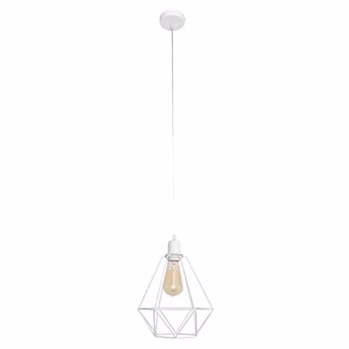 Netlighting Helam Karo Wire Frame Pendant Ceiling Light in White, Diameter: 24 cm
