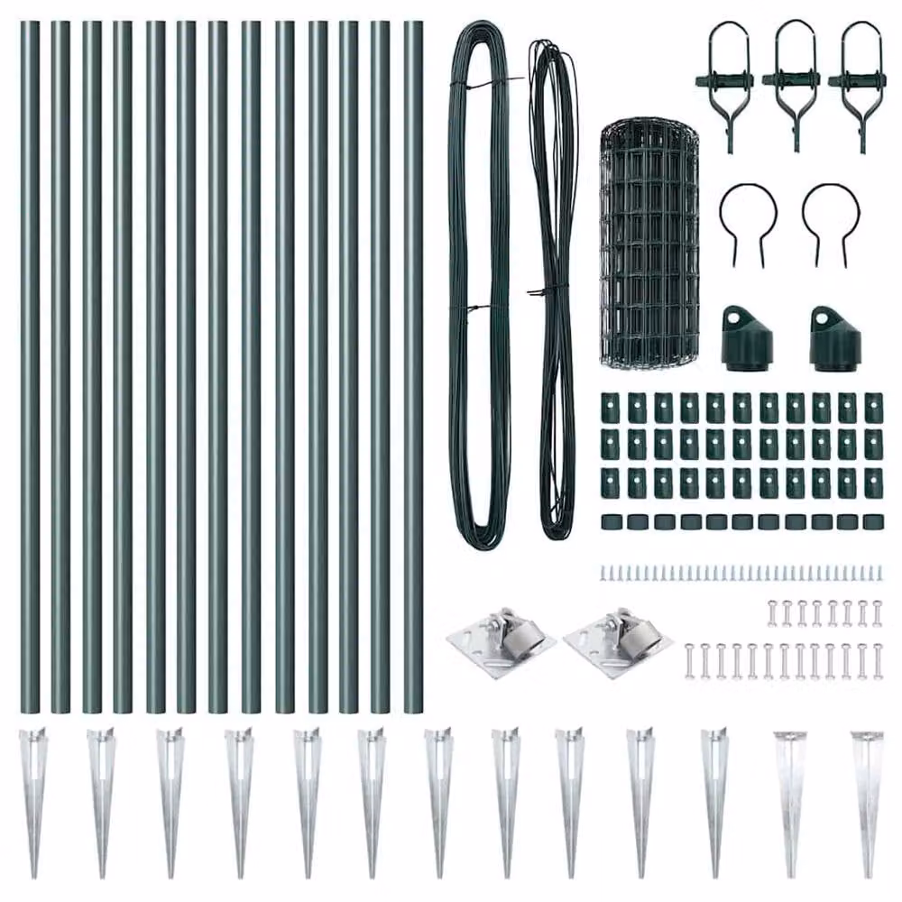 Berkfield Home Euro Fence with 13 Spike Posts, Galvanised Steel, Green, 0.8 x 25 m – 4