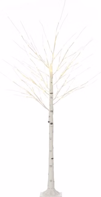HOMCOM 6ft Artificial White Birch Tree with 96 Warm White Pre-Lit LED Lights