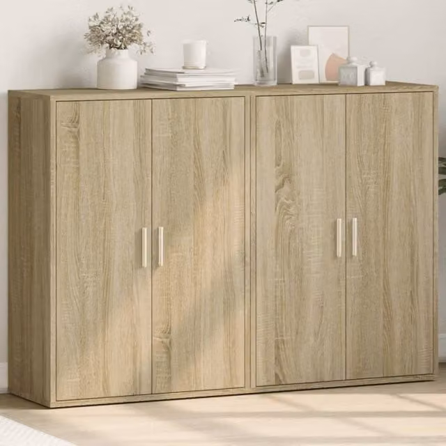 Berkfield Home Set of 2 Sonoma Oak Sideboards in Brown, W/D/H: 60 x 31 x 84 cm