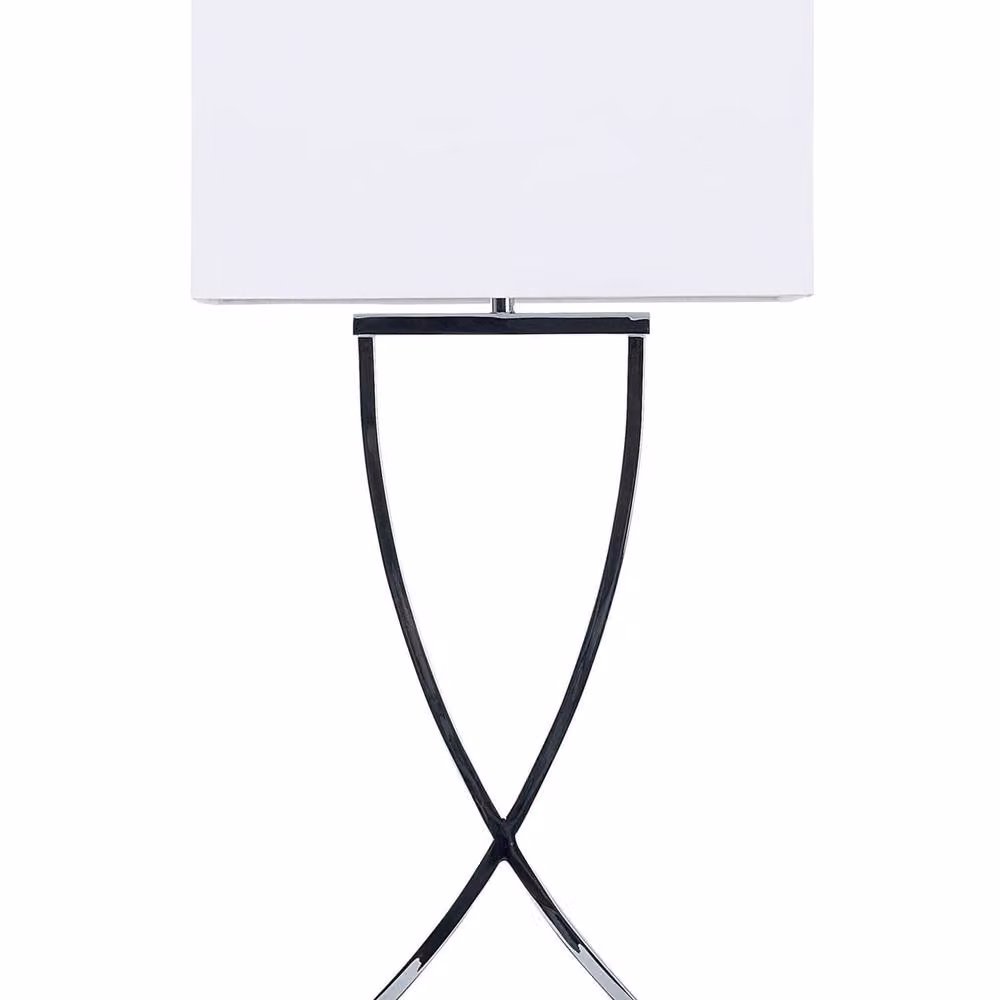 Wyld and Coco Chrome Helix Table Lamp with White Rectangular Fabric Shade, Height: 62 cm – 2