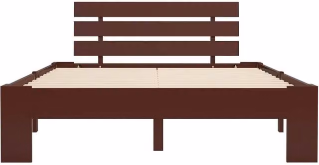 Berkfield Home Modern Small Double Bed Frame in Brown Solid Pine Wood W/D/H: 120 x 200 x 66 cm
