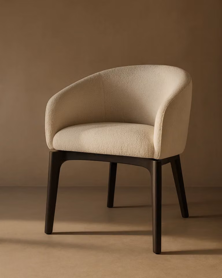 Tommy Franks Lucille Dining Arm Chair in Beige Bouclé