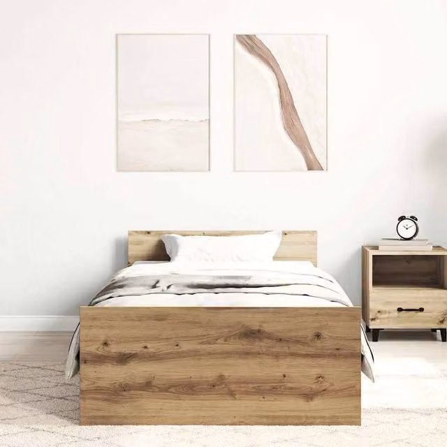 Berkfield Home Artisan Oak Single Bed Frame in Brown, W/D/H: 90 x 190 cm