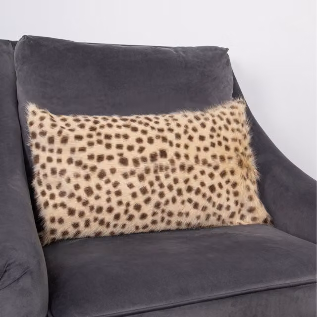 Native Natural Boho Lambskin Cushion, Brown and Beige, W: 30 cm