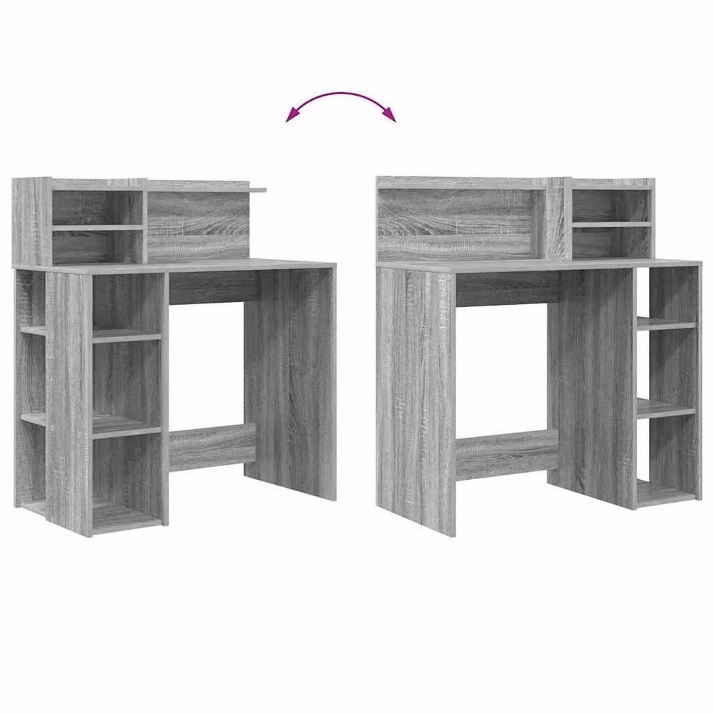 Berkfield Home Modern Writing Desk with Storage in Grey Sonoma, W: 90 cm, D: 48 cm, H: 101.5 cm – 7