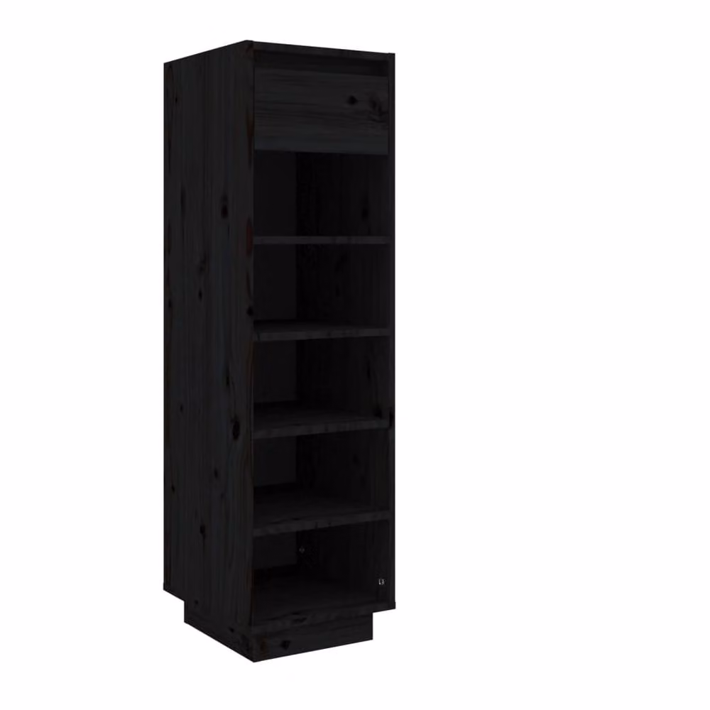 Berkfield Home Black Solid Wood Pine Shoe Cabinet W/D/H: 34 x 30 x 105 cm – 3