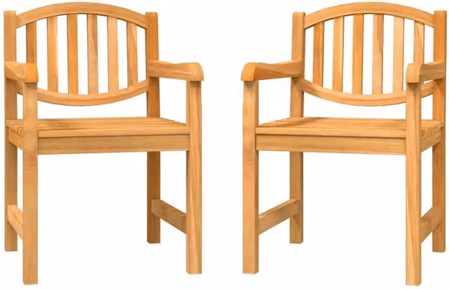 Berkfield Home Set of 2 Rustic Brown Teak Solid Wood Garden Chairs, W/D/H: 58 x 59 x 88 cm – 1