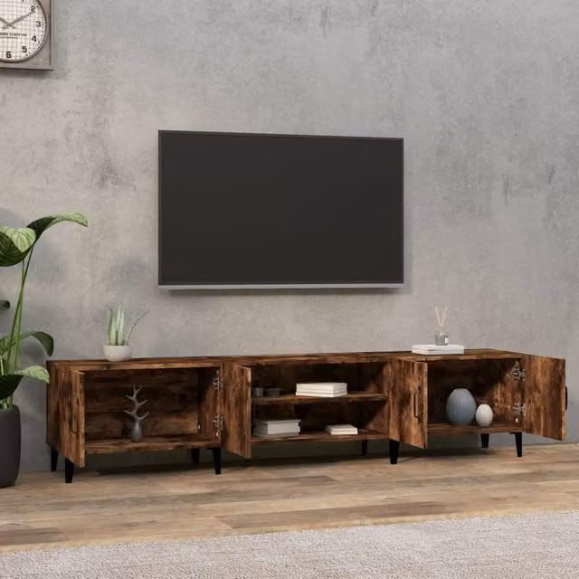 Berkfield Home TV Cabinet in Smoked Oak Brown, W: 180 cm, D: 31.5 cm, H: 40 cm – 1