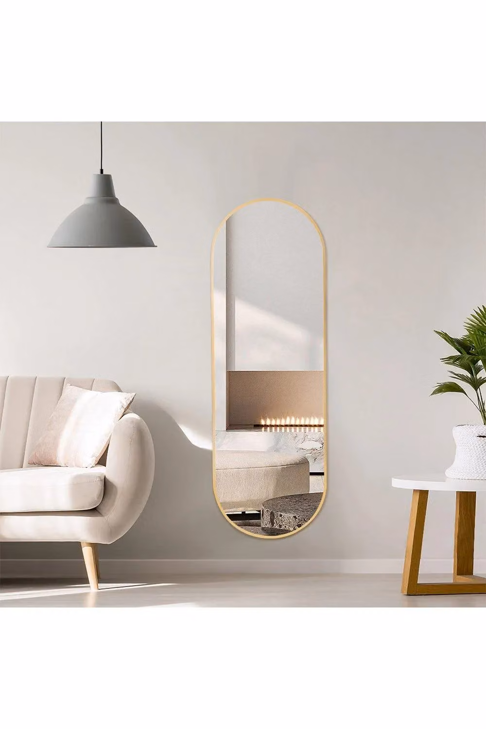 H&O Direct Gold Oval Wall Mirror, W: 40 cm, H: 120 cm – 2