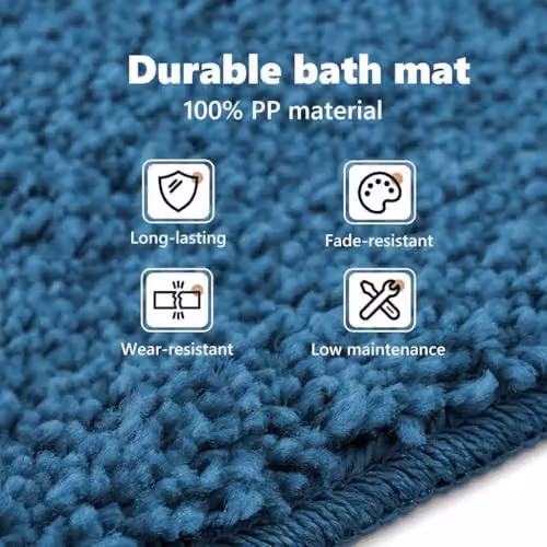 vidaXL Anti-slip Blue Microfibre Bath Mat, W/D/H: 80 x 50 x 0.35 cm – 3