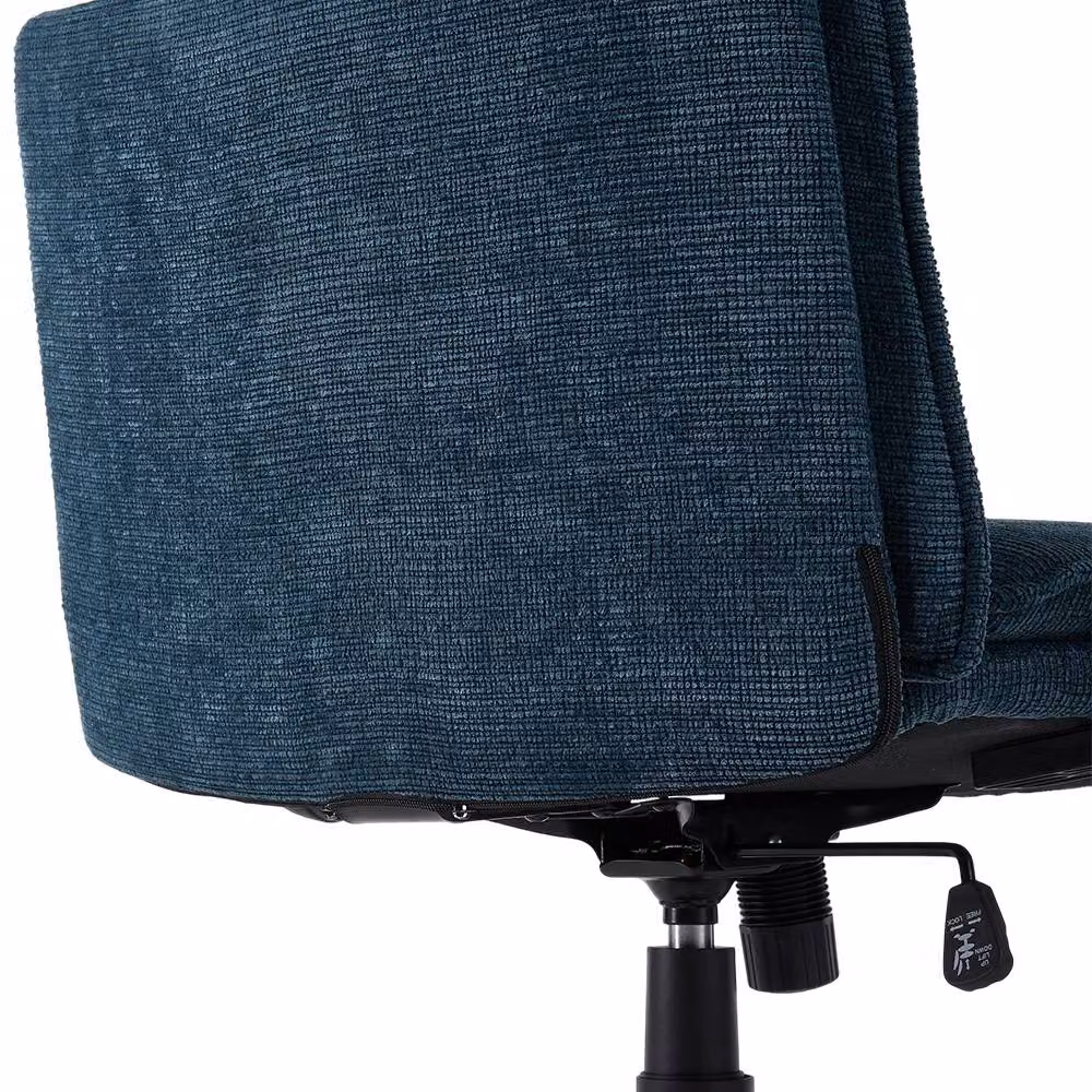 Living and Home Navy Blue Chenille Upholstered Cross Legged Office and Vanity Chair – 4