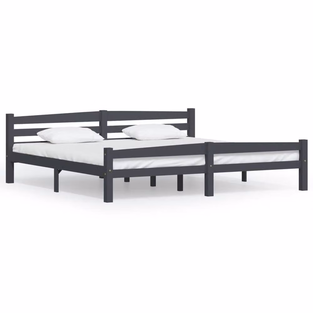 Berkfield Home Modern Solid Pinewood Bed Frame with Drawers, Grey, W/D/H: 200 x 200 x 66 cm – 3
