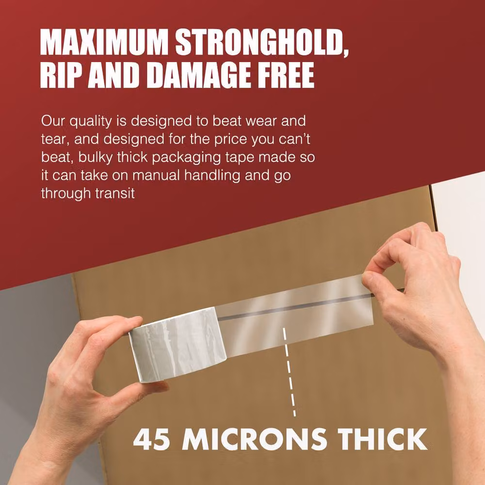 Merrimen 6 Pack Heavy Duty Transparent Packaging Tape, Width: 48 mm, Length: 66 m – 4