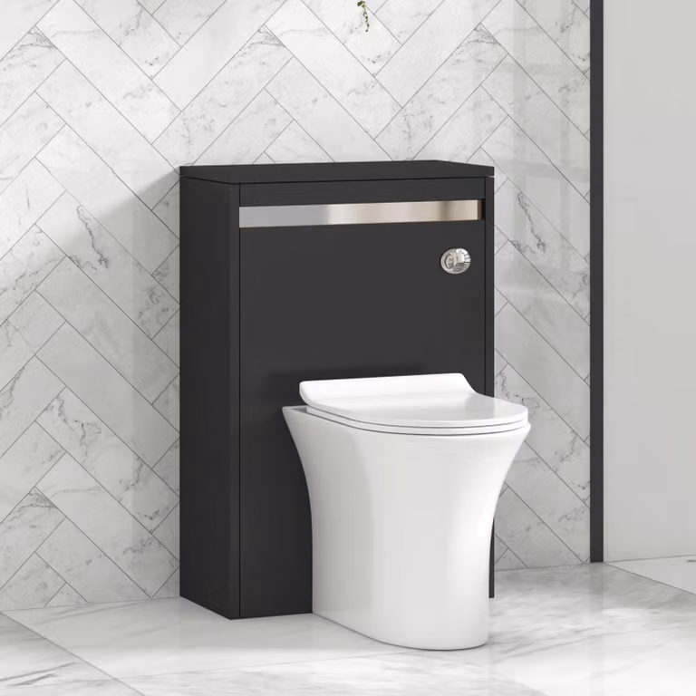 Royal Bathrooms Orion Matt Obsidian Black BTW WC Unit with Breeze Rimless Toilet Pan, Slim Seat and Cistern, Width: 54 cm