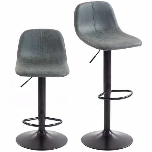 HOMCOM Set of 2 Modern Swivel Bar Stools in Green with Synthetic Leather and Metal Base – 5