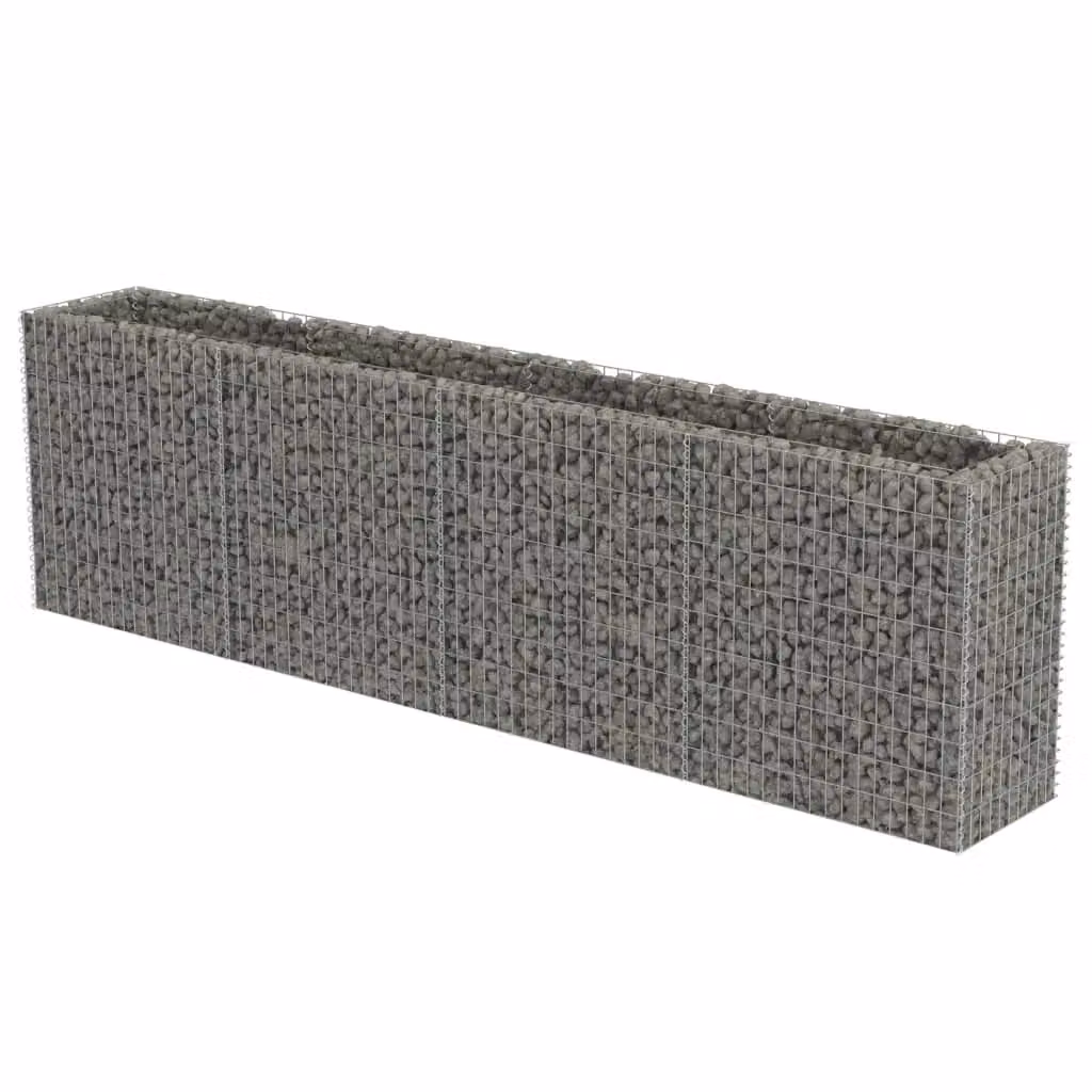 Berkfield Home Galvanised Steel Gabion Raised Bed in Silver, W: 360 cm, D: 50 cm, H: 100 cm – 2