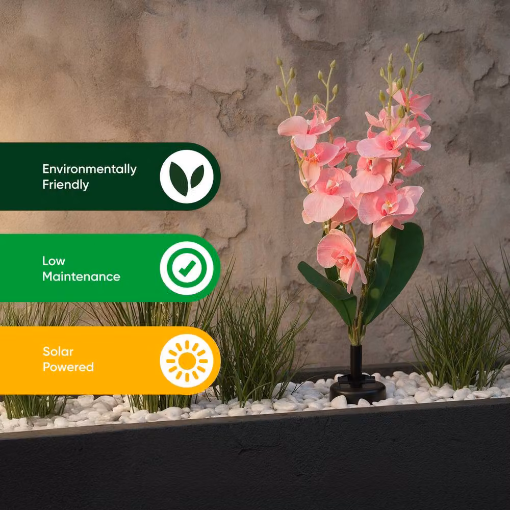 Gardenwize Solar Orchid Stake Light with 30 LED in Pink and Multicolour – 4