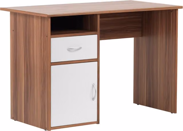 Alphason Hastings Modern Computer Desk in White and Walnut