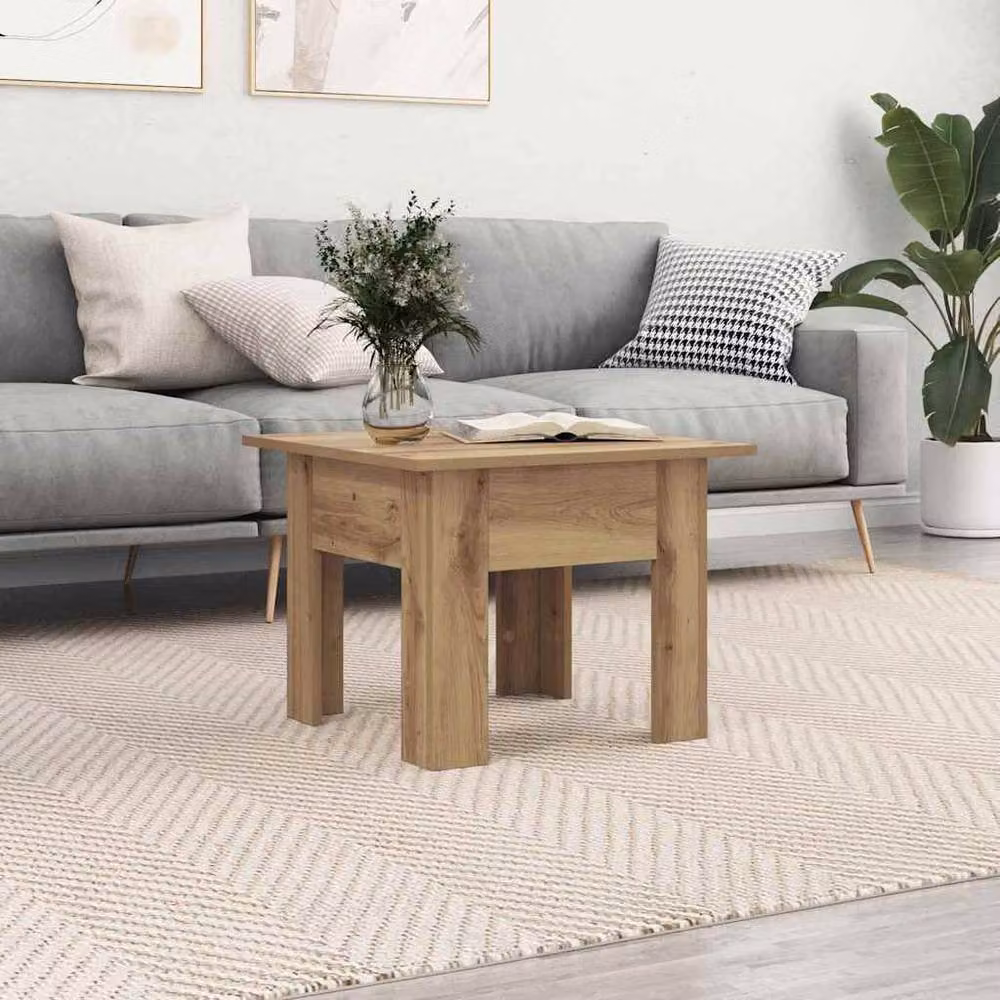 Berkfield Home Elegant Artisan Oak Coffee Table in Brown, W/D/H: 55 x 55 x 42 cm – 2
