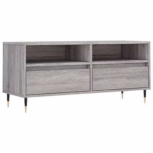vidaXL Modern Grey TV Cabinet with Media Compartments, W/D/H: 100 x 34.5 x 44.5 cm – 1