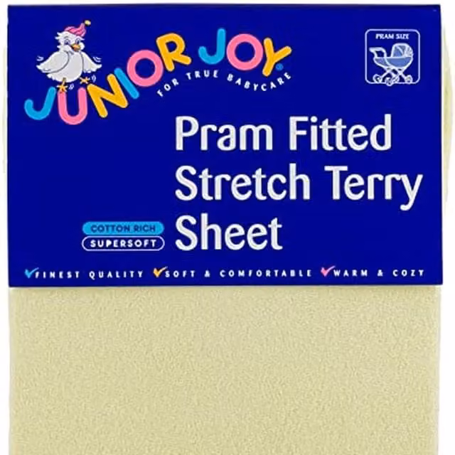 Junior Joy Lemon Yellow Cotton Terry Fitted Pram Sheet for Babies