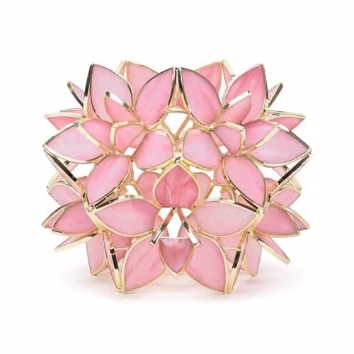 ValueLights Reine Pink and Gold Glass Flower Easy Fit Pendant Lampshade, Shade Width: 21 cm