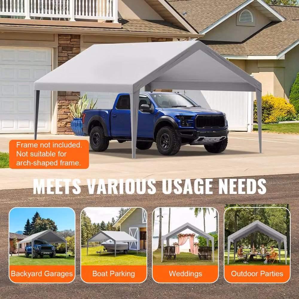 VEVOR Heavy-Duty Carport Canopy Cover, Grey – 6